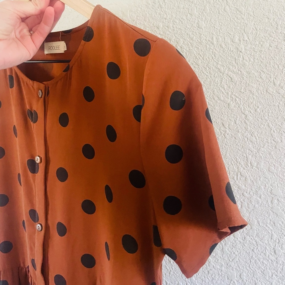 Polka Dot Short Sleeve Midi Dress in Rust - Picture 5 of 7